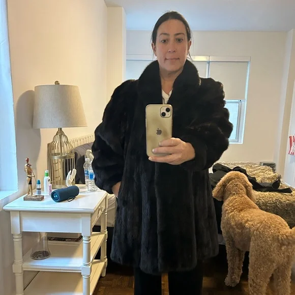 Authentic brown mink fur coat